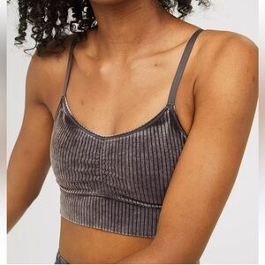 Aerie Acid Wash Brown Ribbed Bralette Size Medium